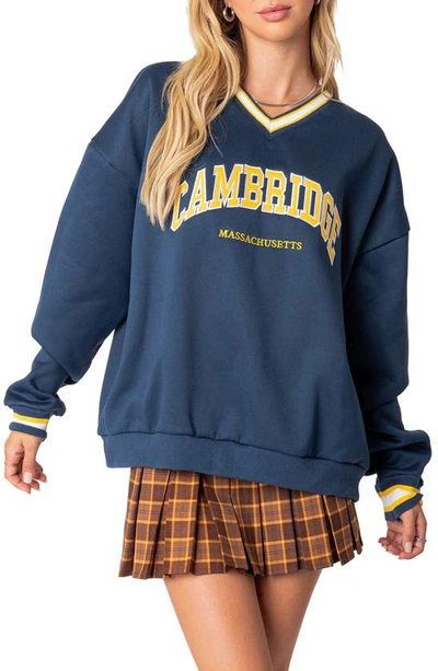 Shop Edikted Cambridge Sweatshirt In Blue