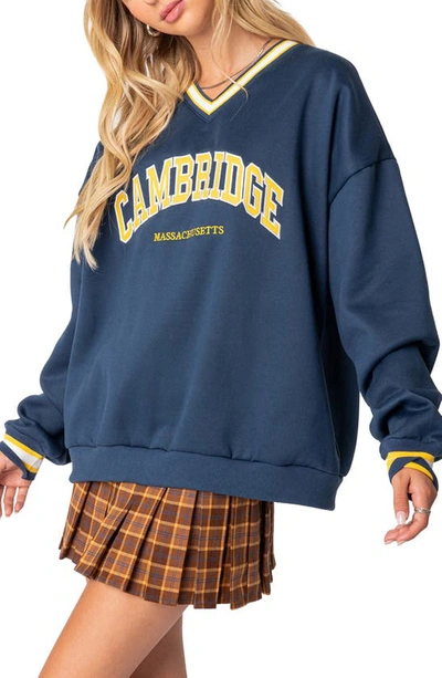 Shop Edikted Cambridge Sweatshirt In Blue