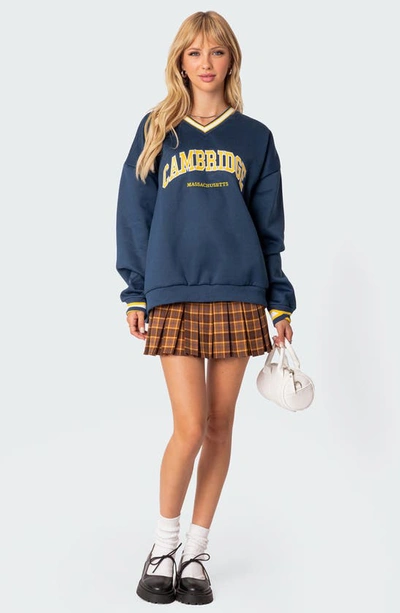 Shop Edikted Cambridge Sweatshirt In Blue