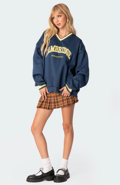 Shop Edikted Cambridge Sweatshirt In Blue