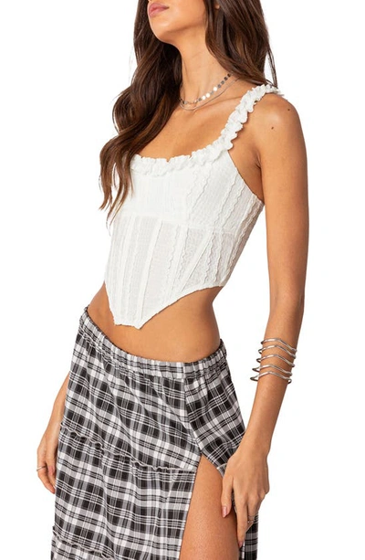 Edikted Women's Textured Ruffle Corset Top In White