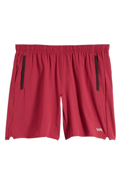 Shop Rvca Yogger Stretch Athletic Shorts In Deep Magenta