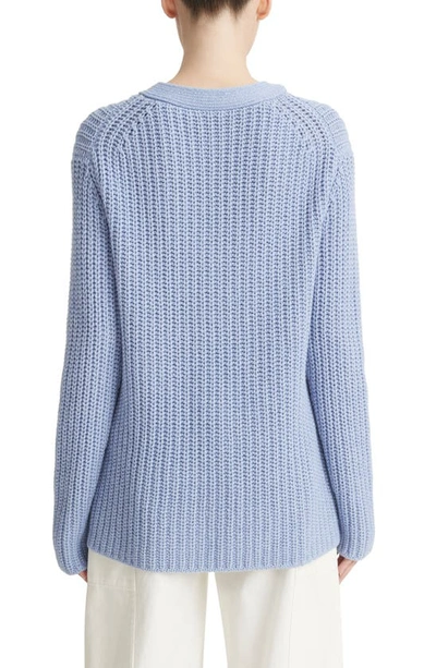Shop Vince Shaker Stitch V-neck Sweater In Heather Sky Graphite
