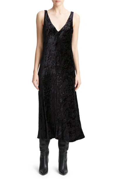 Shop Vince Textured Velvet Midi Dress In Black