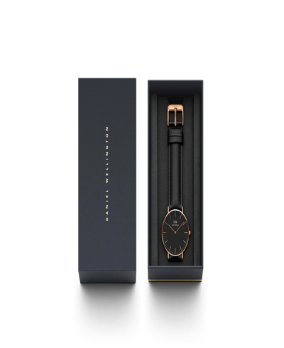Daniel Wellington Unisex Classic Sheffield Black Leather Watch 36mm In Black