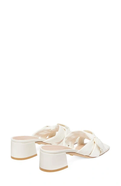 Stuart Weitzman Sofia Lambskin Bow Mule Sandals In Cream Leather