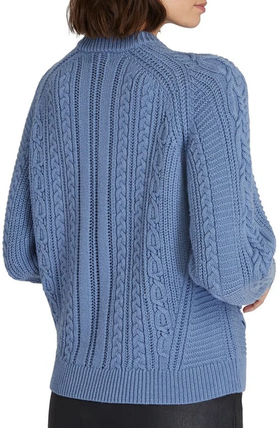 Shop Club Monaco Mixed Media Wool Sweater In Coastal Blue/ Bleu