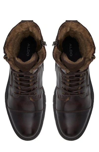 Shop Aldo Aaren Faux Fur Lined Combat Boot In Brown