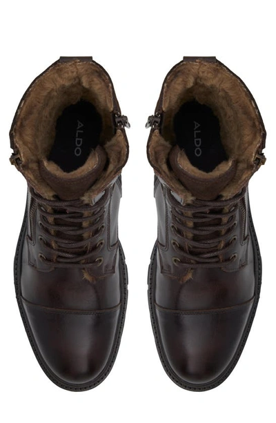 Aldo Aaren Faux Fur Lined Combat Boot In Brown