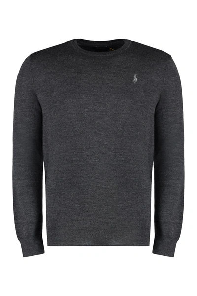 Shop Polo Ralph Lauren Wool Crew-neck Sweater In Grey
