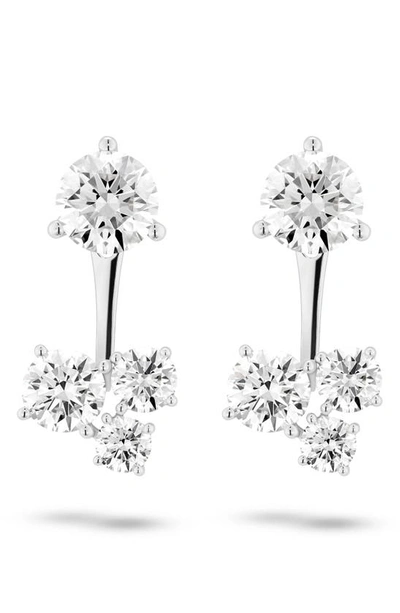 Shop Lightbox Round Lab-created Diamond Cluster Ear Jackets In 14k White Gold