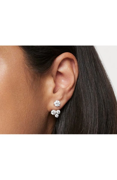 Shop Lightbox Round Lab-created Diamond Cluster Ear Jackets In 14k White Gold