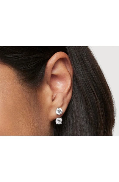 Shop Lightbox Round Lab-created Diamond Ear Jackets In 14k White Gold