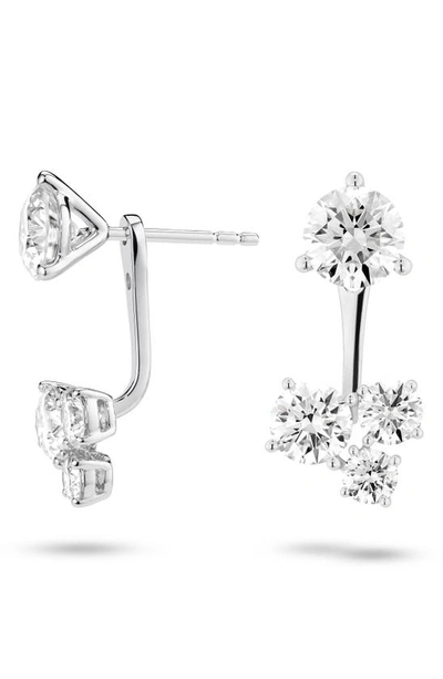 Lightbox Round Lab-created Diamond Cluster Ear Jackets In 14k White Gold