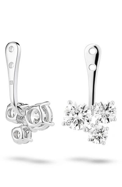 Lightbox Round Lab-created Diamond Cluster Ear Jackets In 14k White Gold