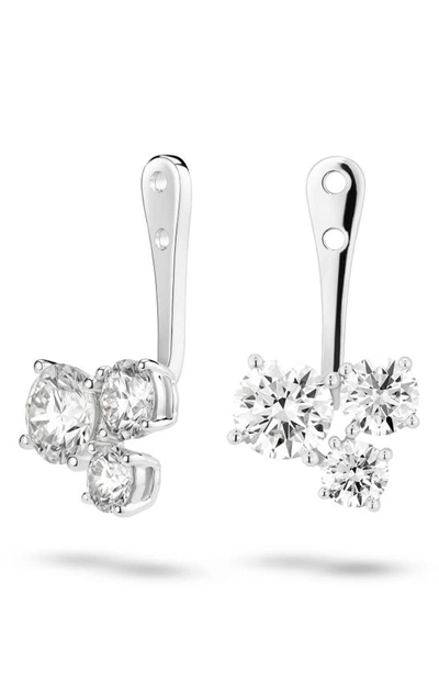 Shop Lightbox Round Lab-created Diamond Cluster Ear Jackets In 14k White Gold