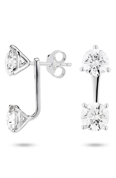 Shop Lightbox Round Lab-created Diamond Ear Jackets In 14k White Gold
