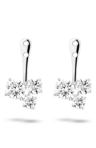 Shop Lightbox Round Lab-created Diamond Cluster Ear Jackets In 14k White Gold