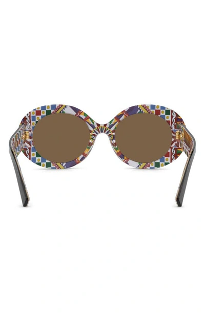 Shop Dolce & Gabbana 51mm Oval Sunglasses In Dark Brown