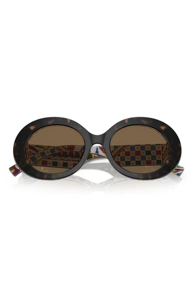 Shop Dolce & Gabbana 51mm Oval Sunglasses In Dark Brown