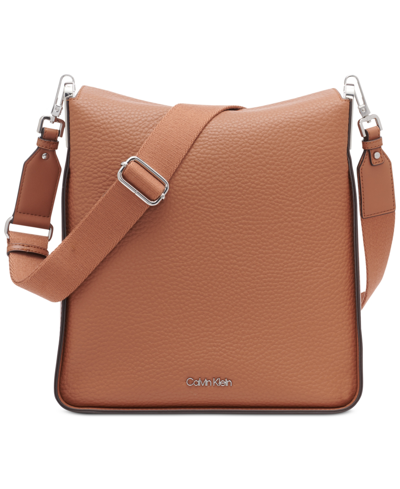 Shop Calvin Klein Fay Large Adjustable Crossbody With Magnetic Top Closure In Caramel