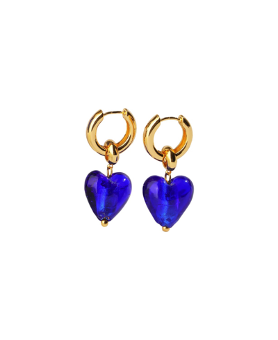 Shop Classicharms Esmee Glaze Heart Dangle Earrings In Blue