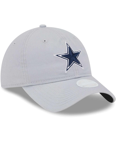New Era Women's Silver Dallas Cowboys Smiley 9twenty Adjustable Hat In Gray
