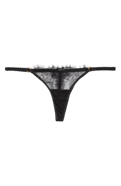 Shop Bluebella Camelia Eyelash Lace & Mesh Thong In Black