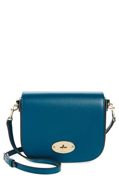 Shop Mulberry Small Darley Leather Crossbody Bag In Titanium Blue
