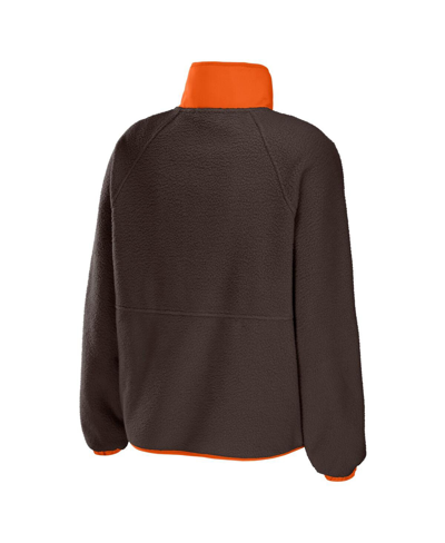 Wear By Erin Andrews Brown Cleveland Browns Polar Fleece Raglan Full-snap Jacket In Brown