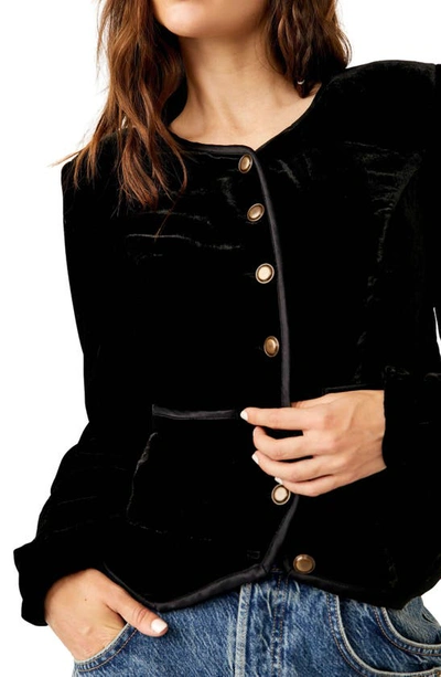 Shop Free People Becky Stretch Velvet Jacket In Black