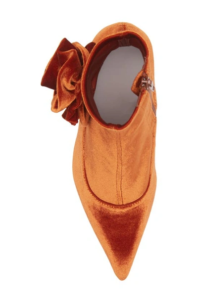 Shop Jeffrey Campbell Florista Pointed Toe Bootie In Orange Crushed Velvet