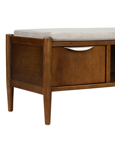 Shop Ink+ivy 42" Arcadia Wide Accent Wood Bench With Storage And Upholstered Cushion In Walnut Brown