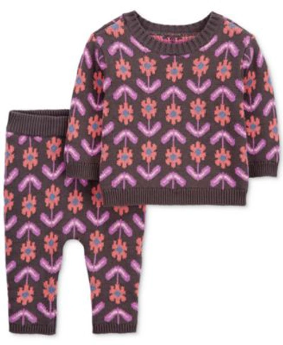 Shop Carter's Carters Baby Girls Floral Crewneck Sweater Sweater Knit Pants In Multi