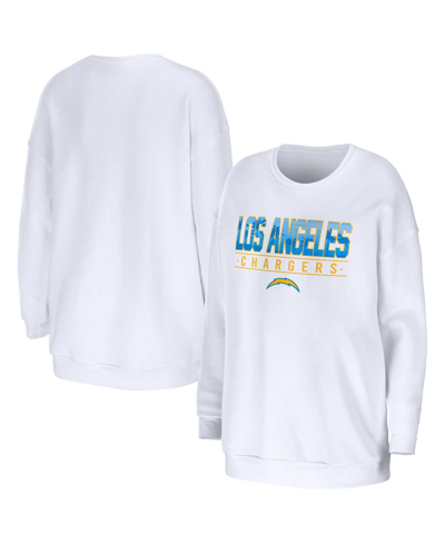 Shop Wear By Erin Andrews Women's  White Los Angeles Chargers Domestic Pullover Sweatshirt