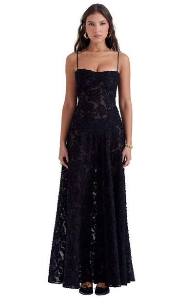House Of Cb Seren Blush Lace-up Back Gown In Black
