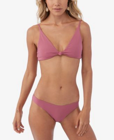 Shop O'neill Oneill Juniors Saltwater Solid Pismo Knot Front Bikini Top Bottoms In Berry
