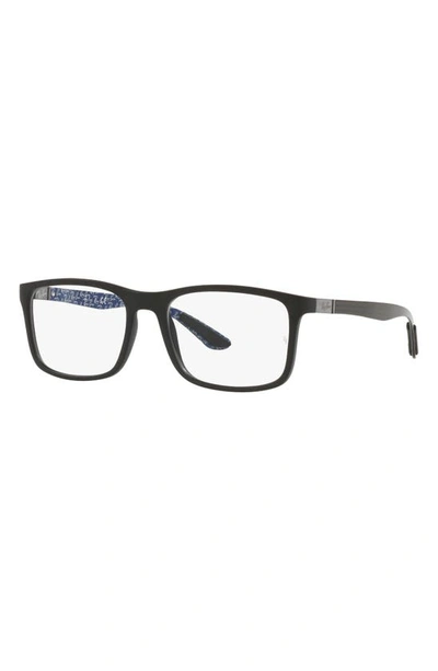 Shop Ray Ban 53mm Rectangular Optical Glasses In Matte Black