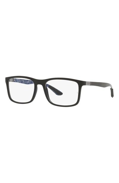 Ray Ban 53mm Rectangular Optical Glasses In Matte Black