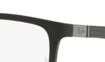 Shop Ray Ban 53mm Rectangular Optical Glasses In Matte Black