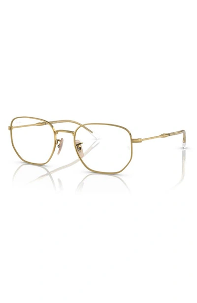 Ray Ban 51mm Oval Optical Glasses In Gold Flash