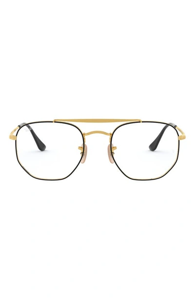 Ray Ban 54mm Square Optical Glasses In Black Gold