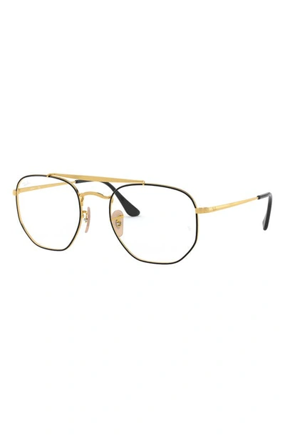Ray Ban 54mm Square Optical Glasses In Black Gold