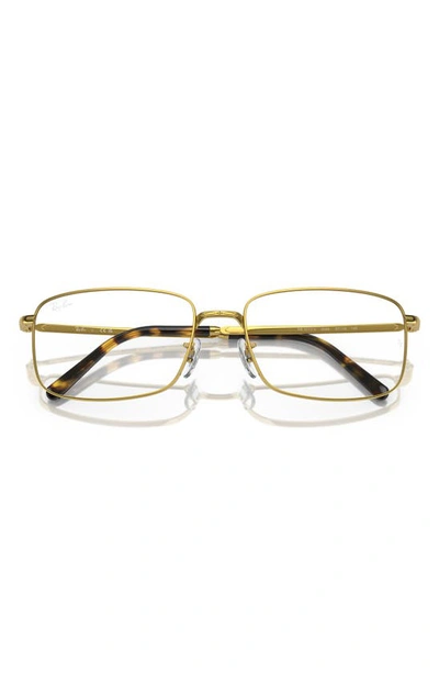 Ray Ban 57mm Rectangular Optical Glasses In Yellow