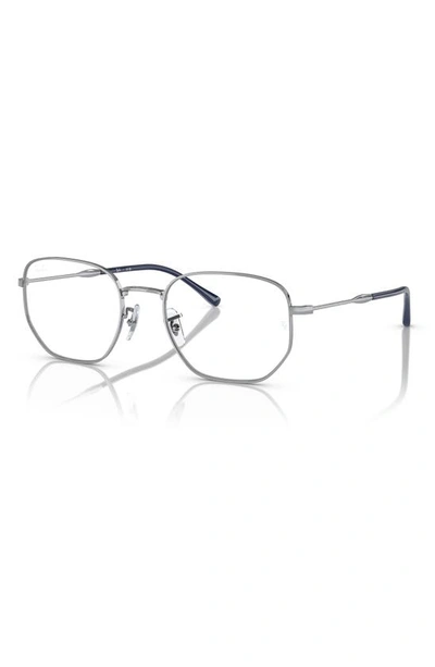 Ray Ban 53mm Irregular Optical Glasses In Silver