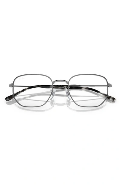 Ray Ban 53mm Irregular Optical Glasses In Gunmetal