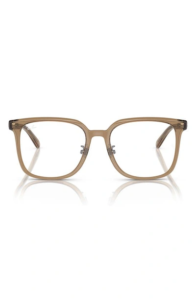 Shop Ray Ban 54mm Square Optical Glasses In Transparent Brown