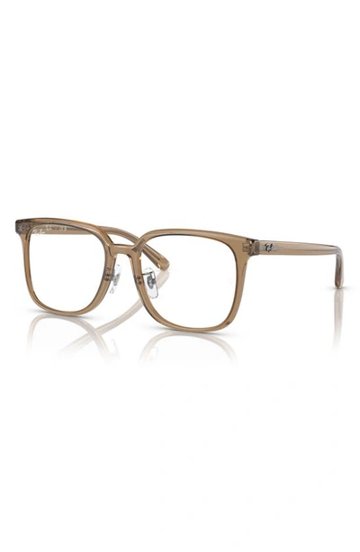 Shop Ray Ban 54mm Square Optical Glasses In Transparent Brown