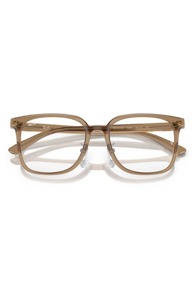 Shop Ray Ban 54mm Square Optical Glasses In Transparent Brown