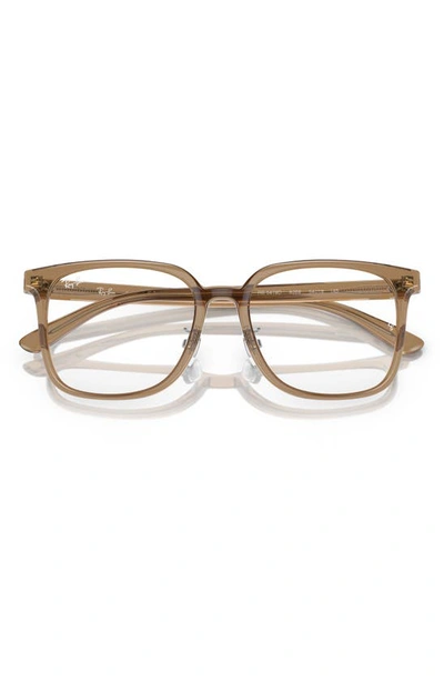 Ray Ban 54mm Square Optical Glasses In Transparent Brown